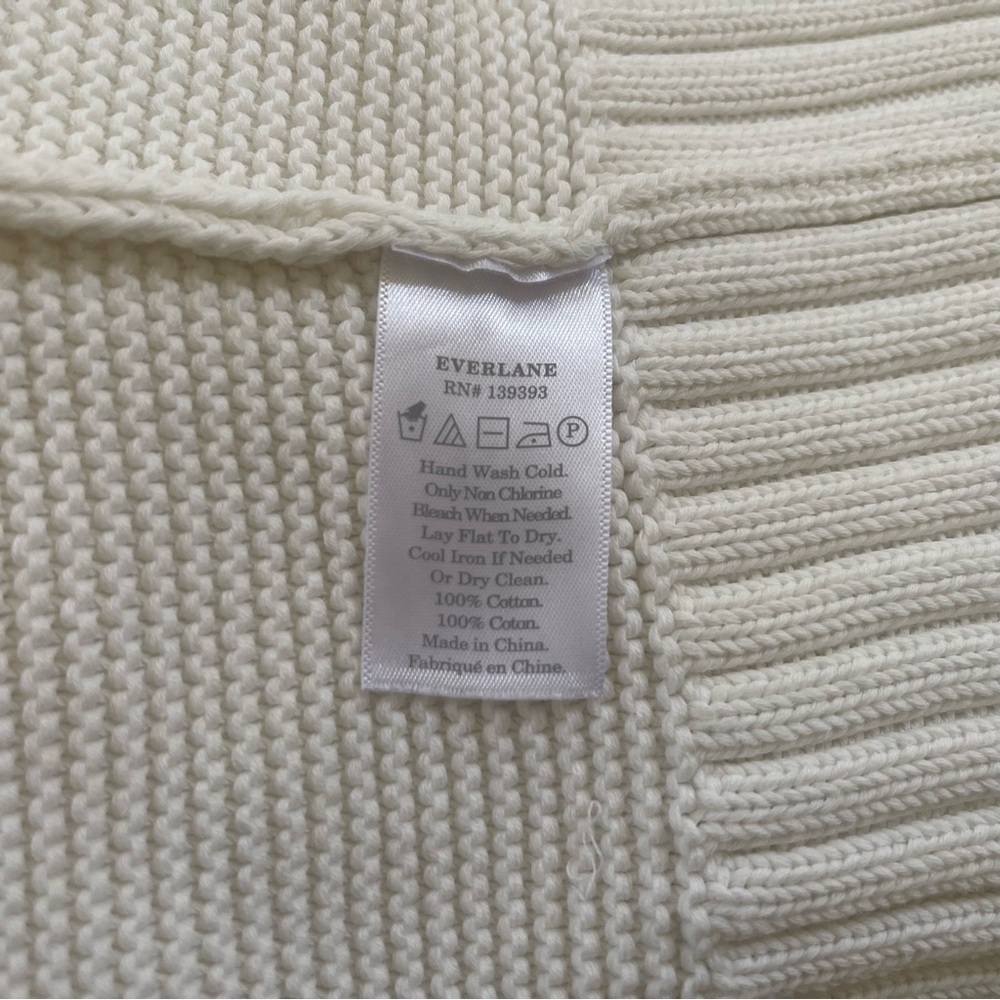 Everlane Sweater The Link Stitch V-Neck Cotton Classic Clean Girl Oversized Med - Picture 10 of 13